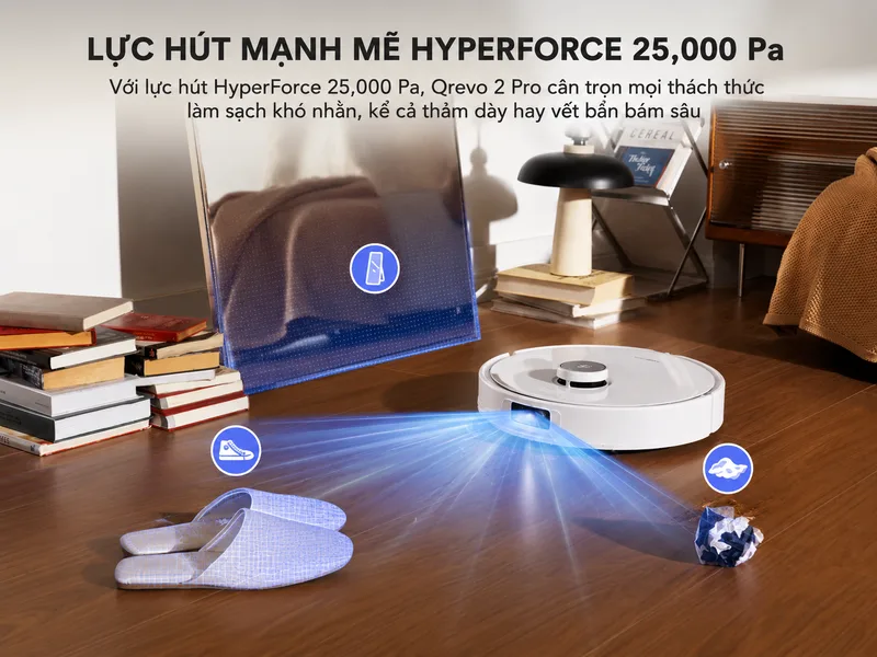 Camera và cảm biến chiều sâu giúp robot nhận diện dây điện, giày dép, đồ chơi và bát ăn của thú cưng.