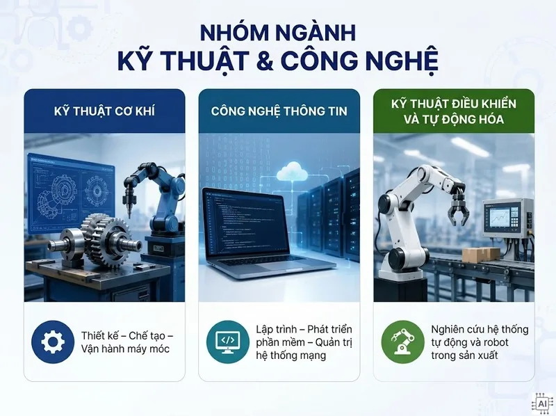 A01 được nhiều trường sử dụng trong các nhóm ngành kỹ thuật, công nghệ, kinh tế và quản trị.